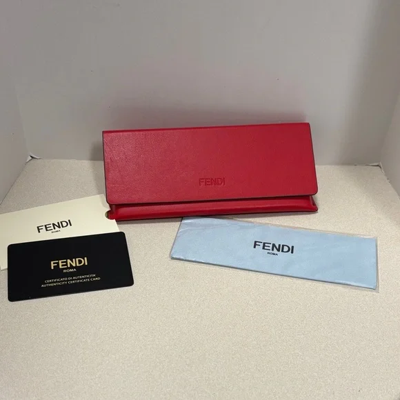 Fendi Scarlet Leather Eyeglass Case w/Cloth - Picture 2 of 8